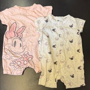 H&M Pink and White Minnie Mouse Bodysuits
